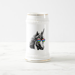 Chope À Bière Licorne fraîche avec des lunettes de soleil