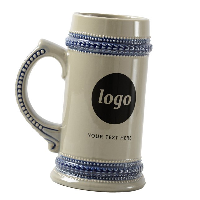 Chope À Bière Logo simple et commerce de texte (Simple logo with custom text business branding promotional beer stein mug)