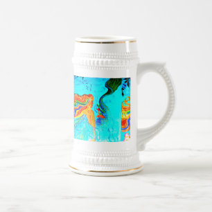 Chope À Bière long stein multicolore de sirène de cheveux