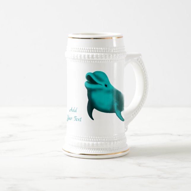 Chope À Bière Lucky Dolphin - Ajouter votre texte (Devant droit)