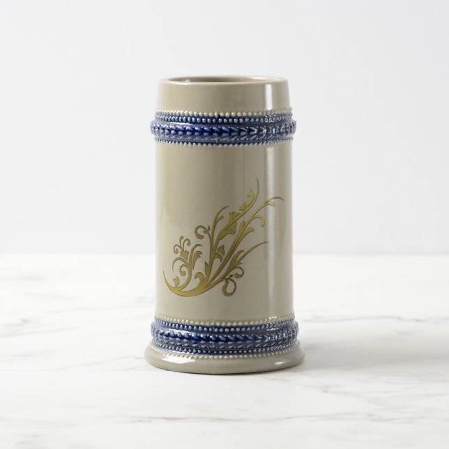 Chope À Bière Luxe Abstrait Fleur en Or Faux (Centre)