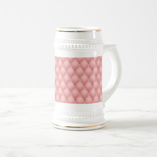 Chope À Bière Luxe Blush Rose Rose Or Diamond Tufted (Devant droit)