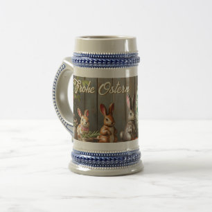 Chope À Bière Magie de printemps avec fleurs et bonheur de lapin