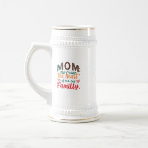 Chope À Bière Maman : Le coeur de notre famille - 22 oz Stein De