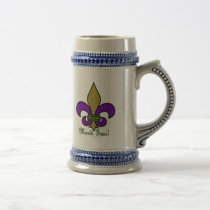 Chope À Bière Mardi Gras Coloré Fleur De Lis