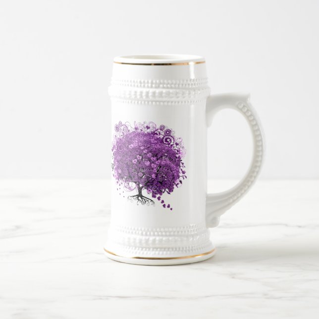 Chope À Bière Mariage Arbre à Feuille de Coeur Violet de la Forê (Droite)