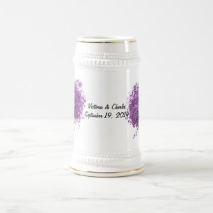 Chope À Bière Mariage de l'arbre à feuilles en forme de cœur vio