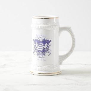 Chope À Bière Mariage du Témoin Stein Vintage Lions 2 Têtes