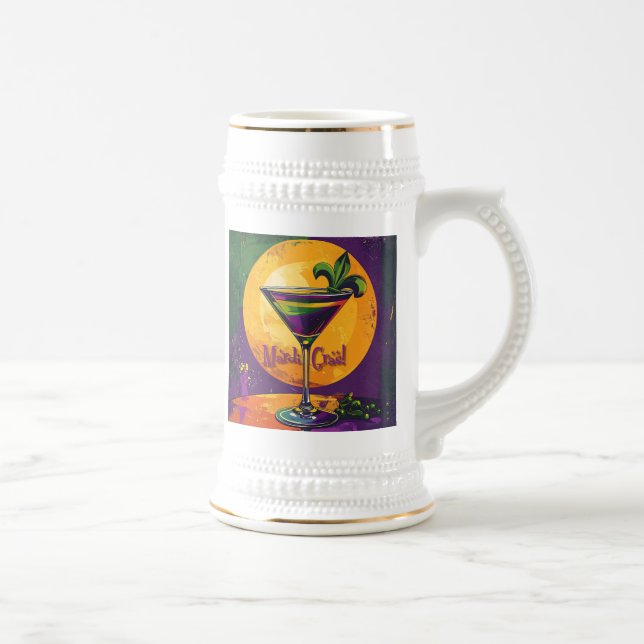 Chope À Bière Martini Fleur de Lis Mardi Gras Milieu de Siècle C (Droite)