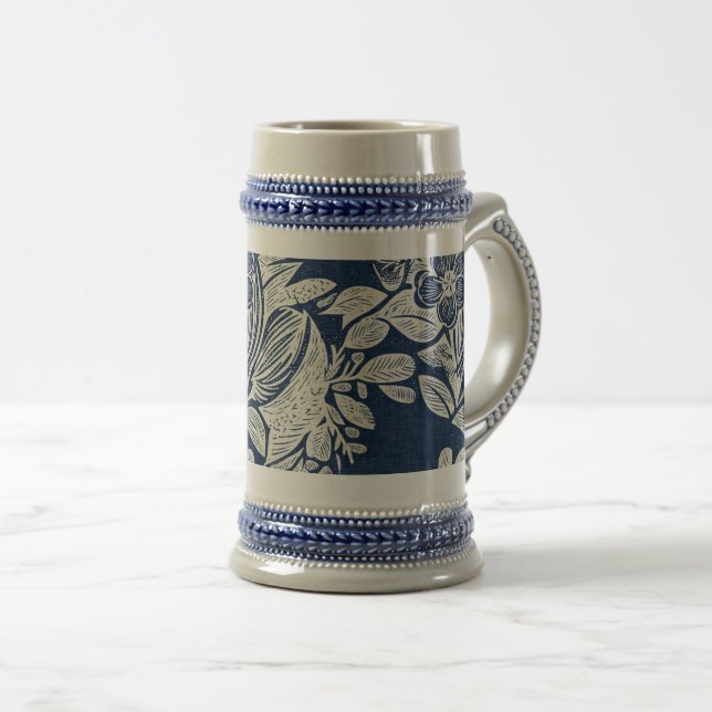 Chope À Bière Masculine Navy effet bleu Indigo Floral partout (Devant droit)