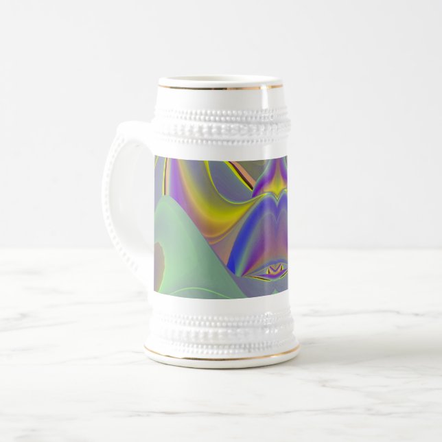 Chope À Bière Mauvais visage, Arc-en-ciel 3D Abstrait (Devant gauche)