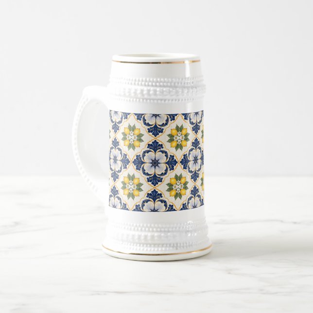Chope À Bière Mediterranean Lemon Tile Italian Talavera (Devant gauche)