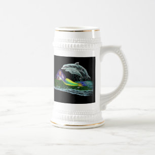 Chope À Bière Meerjungfrau mit Delfinen