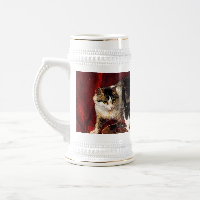Chope À Bière Mère Chat et chatons sur table (Gauche)
