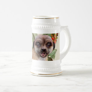 Chope À Bière Mignonne Art Animalier de Suricate et Aloès en Fle