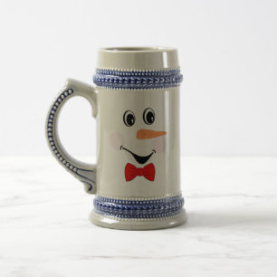 Chope À Bière Moderne mignon personnalisé Snowman rouge bleu
