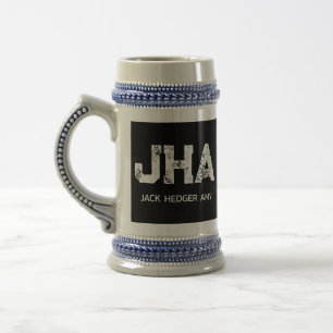 CHOPE À BIÈRE MONOGRAMME DE NOM À TROIS LETTRES BLANC MINIMALIST