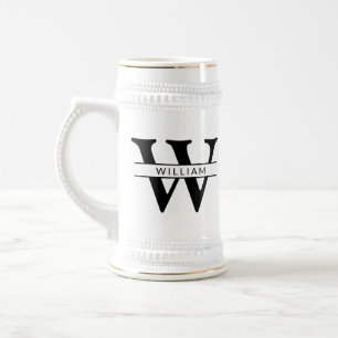 Chope À Bière monogramme personnalisé, initial et nom simple