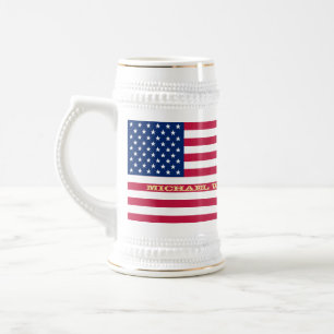 Chope À Bière Monogramme personnalisé Patriotic USA American Fla