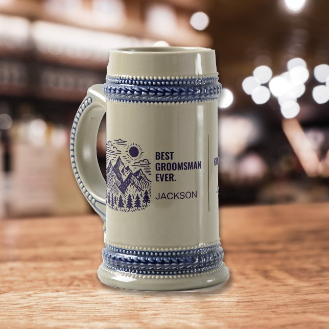 Chope À Bière Montagnes Modernes Rustiques Groomsman Personnalis (Best Groomsman Ever Custom Stein )