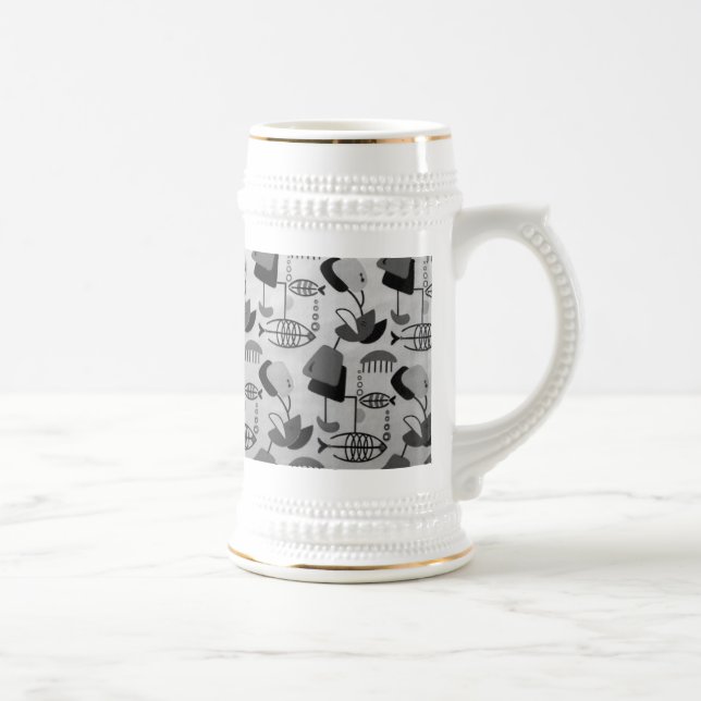 Chope À Bière Motif atomique noir et blanc Stein (Droite)