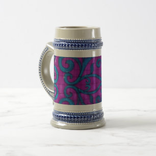 Chope À Bière Motif bleu rose 22 oz Stein