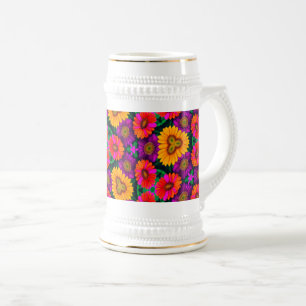 Chope À Bière Motif coloré Daisy Bouquet