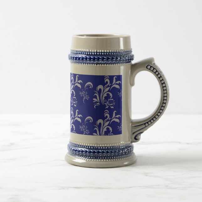 Chope À Bière motif damassé bleu (Droite)