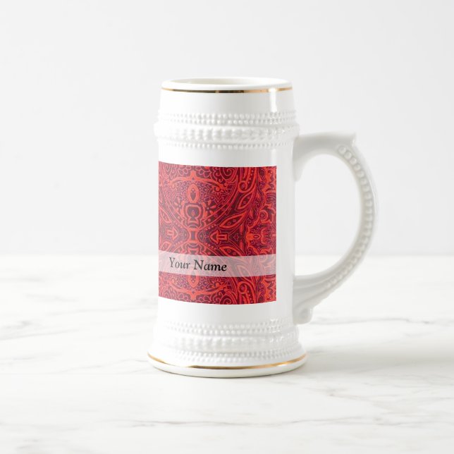 Chope À Bière Motif damassé rouge (Droite)