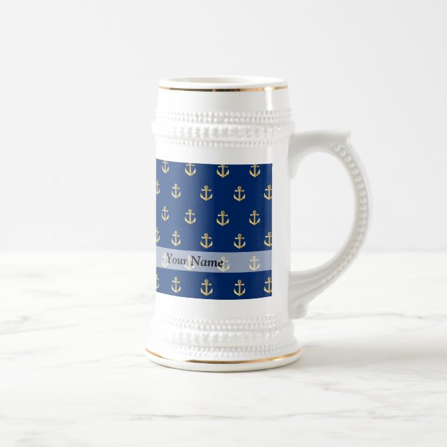 Chope À Bière Motif d'ancrage bleu (Droite)