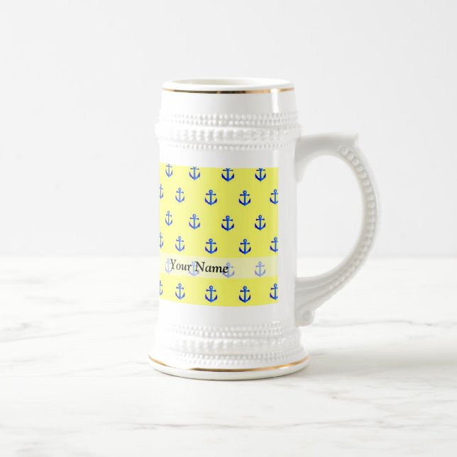 Chope À Bière Motif d'ancre jaune (Droite)