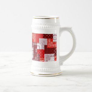 Chope À Bière Motif de couture patchwork bandana rouge paisley