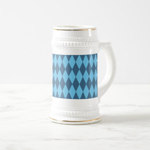 Chope À Bière Motif de drapeau rhombique de Bavière bleue