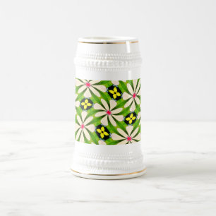 Chope À Bière Motif de fleurs esthétiques