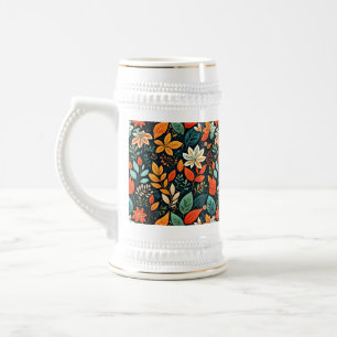 Chope À Bière Motif de fleurs exotiques florales