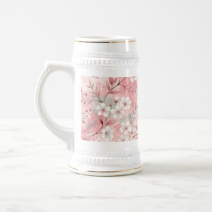 Chope À Bière Motif de fleurs Sakura rose