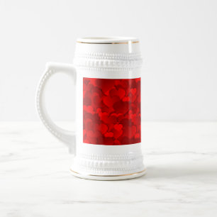 Chope À Bière Motif de texture de coeurs d'amour rouge romantiqu