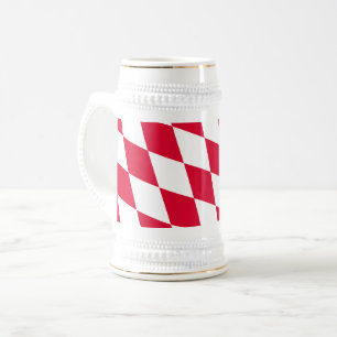 Chope À Bière Motif du drapeau diamant de Bavière rouge et blanc