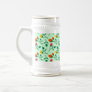 Chope À Bière Motif floral avec fleurs roses colorées