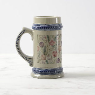 Chope À Bière Motif floral de tulipe scandinave