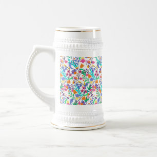 Chope À Bière Motif floral exotique coloré-23147