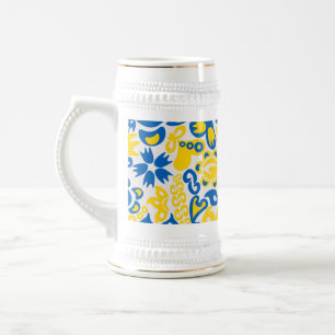 Chope À Bière Motif folklorique aux couleurs du drapeau ukrainie