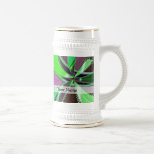 Chope À Bière Motif fractal vert et violet