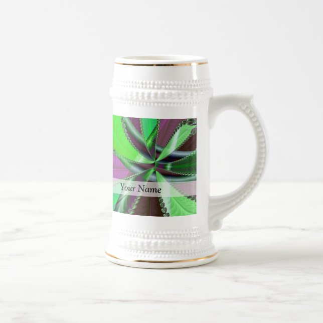 Chope À Bière Motif fractal vert et violet (Droite)
