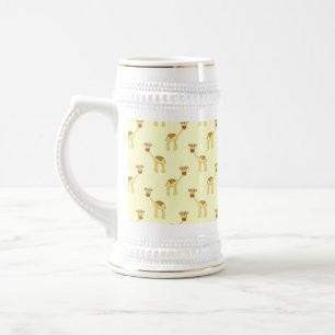 Chope À Bière Motif mignon de girafe sur le jaune