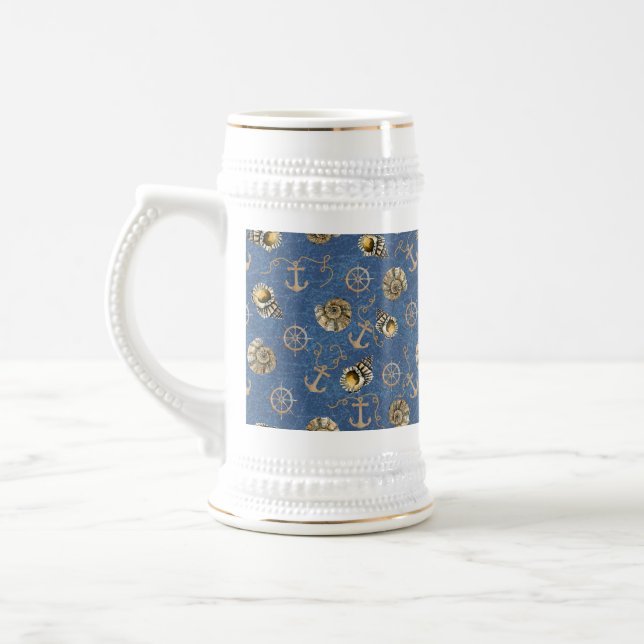 Chope À Bière motif nautique bleu (Gauche)
