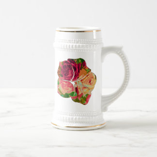 Chope À Bière Motif Roses rouges et jaunes