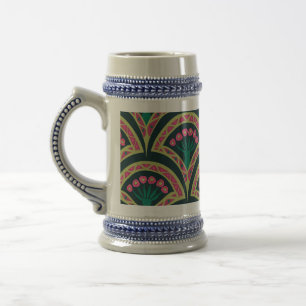 Chope À Bière motif vert en forme de coquillage