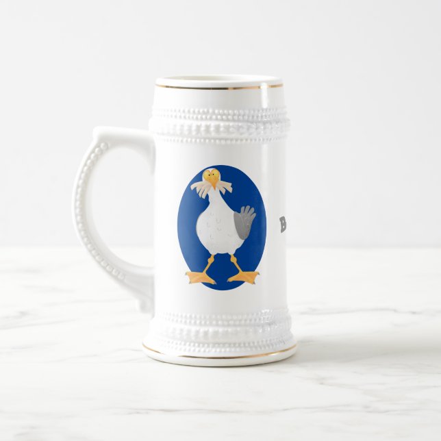 Chope À Bière Mouette drôle avec frites dessin animé (Gauche)