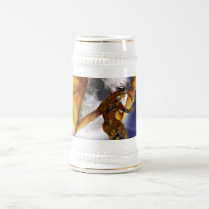 Chope À Bière Mythe fantastique de dragon doré ciel pourpre